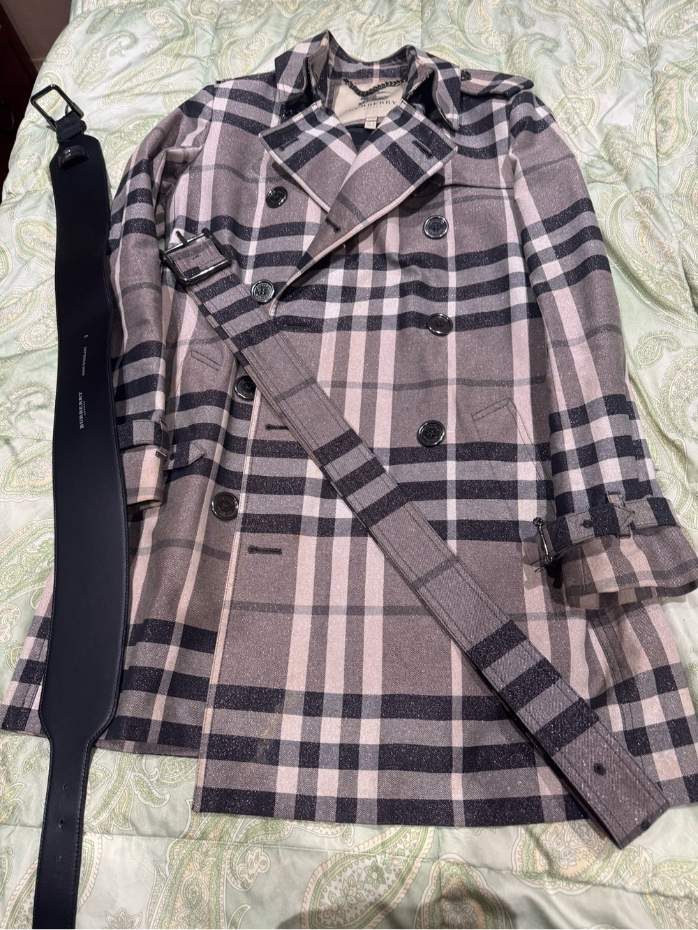 Burberry London Nova Check Belted Coat US 8 IT 42
